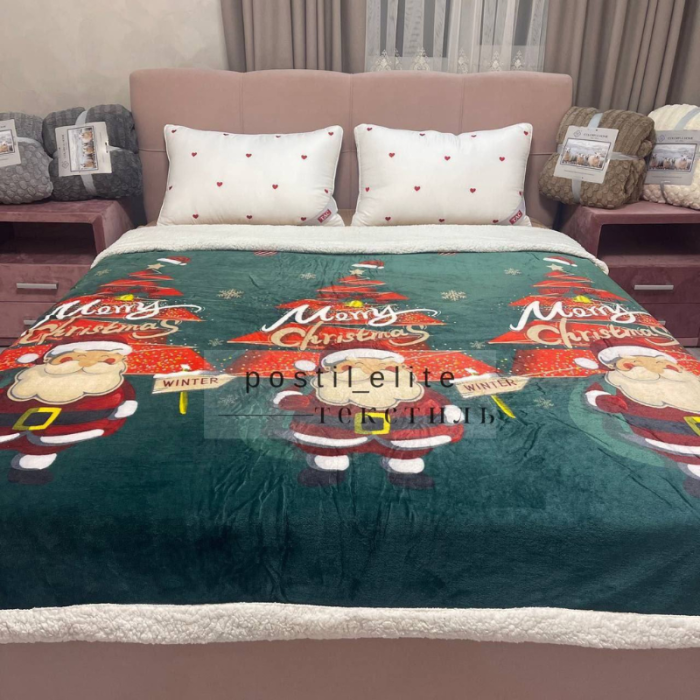 Плед на овчині Новорічні іграшки 200х220 см