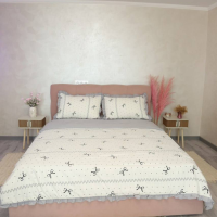 Комплект постільної білизни з мусліну з ковдрою і рюшками Пастель (К4)