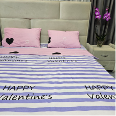 Комплект постільної білизни з бязі голд люкс Happy Valentine's (полуторний)