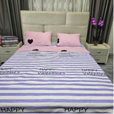 Комплект постільної білизни з бязі голд люкс Happy Valentine's (полуторний)