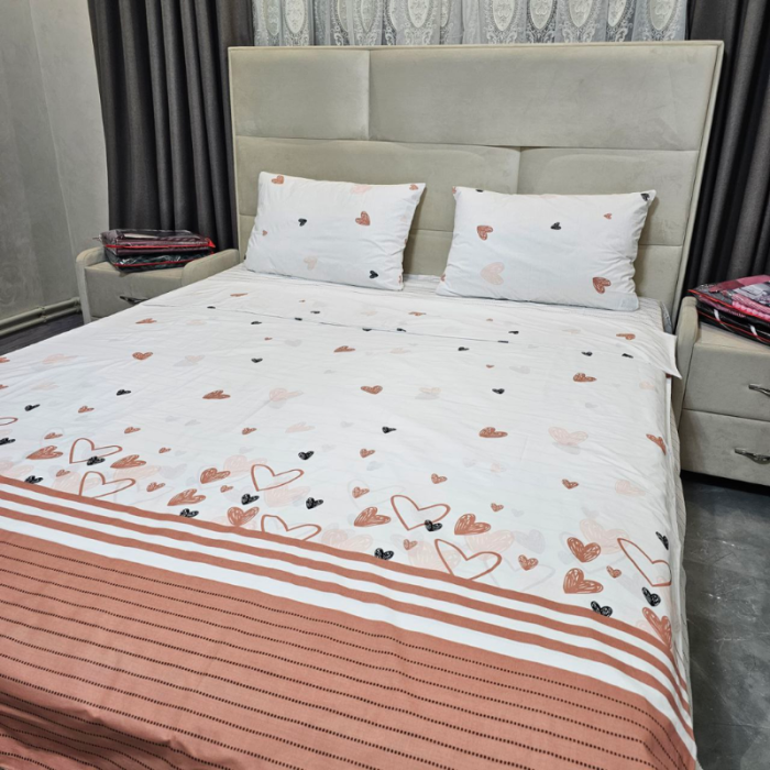 Комплект постільної білизни з бязі голд люкс Сердечка Cozy (полуторний)