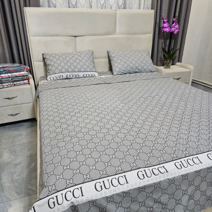Комплект постільної білизни з бязі голд люкс Gucci (євро)