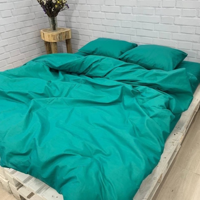 Комплект постільної білизни з бязі голд люкс Однотон Блакитні & Сині (двоспальний)