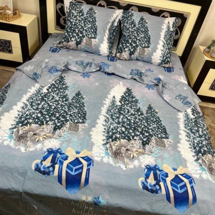 Комплект постільної білизни з бязі голд люкс Happy Holidays (євро)