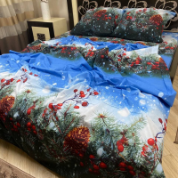 Комплект постільної білизни з бязі голд люкс Різдвяний настрій (євро)